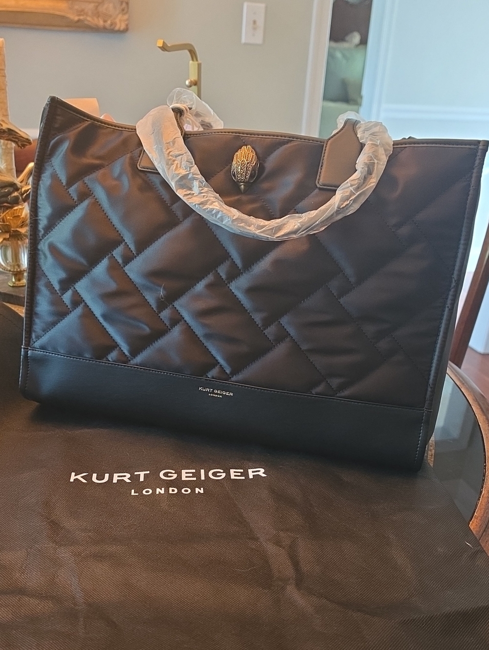 Kurt Geiger Black Quilted Pattern Shopper